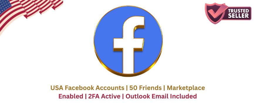 USA Facebook Accounts | 50 Friends | Marketplace Enabled | 2FA Active | Outlook Email Included Slide 1