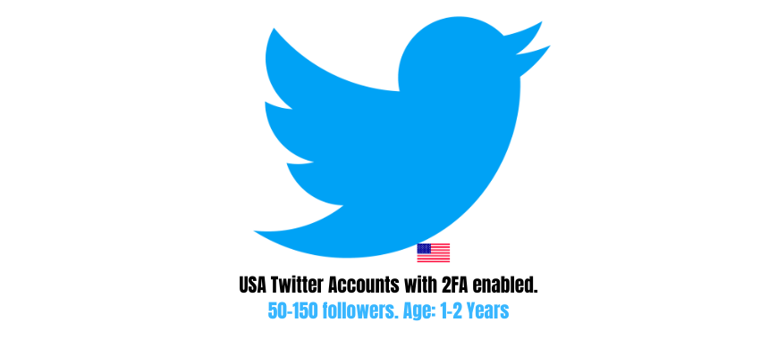 USA Twitter Accounts with 2FA enabled. 50-150 followers. Age: 1-2 Years