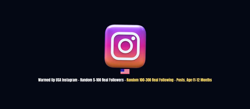 Warmed Up USA Instagram - Random 5-100 Real Followers - Random 100-300 Real Following - Posts. Age: 11-12 Months