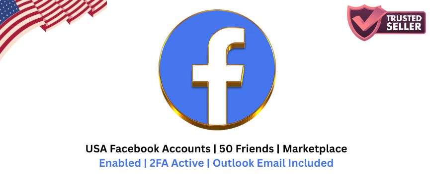USA Facebook Accounts | 50 Friends | Marketplace Enabled | 2FA Active | Outlook Email Included