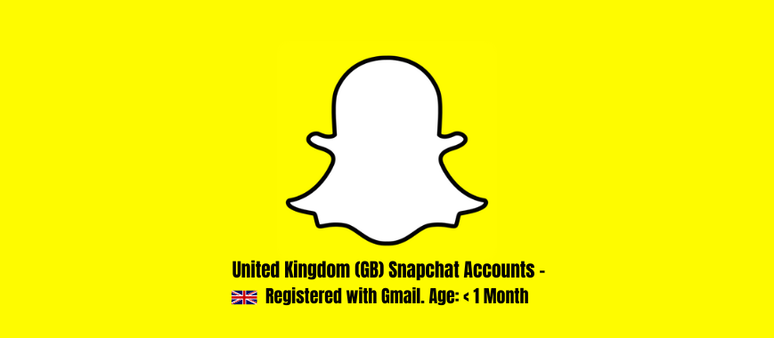 United Kingdom (GB) Snapchat Accounts - Registered with Gmail. Age < 1 Month