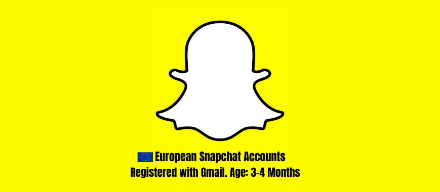European Snapchat Accounts - Registered with Gmail. Age: 3-4 Months