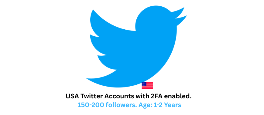 USA Twitter Accounts with 2FA enabled. 150-200 followers. Age: 1-2 Years