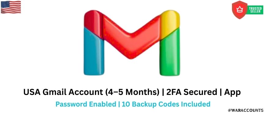 USA Gmail Account (4–5 Months) | 2FA Secured | App Password Enabled | 10 Backup Codes Included