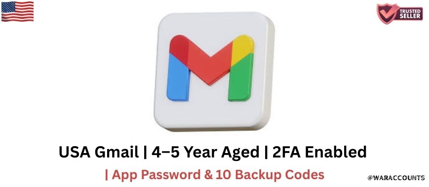 USA Gmail | 4–5 Year Aged | 2FA Enabled | App Password & 10 Backup Codes